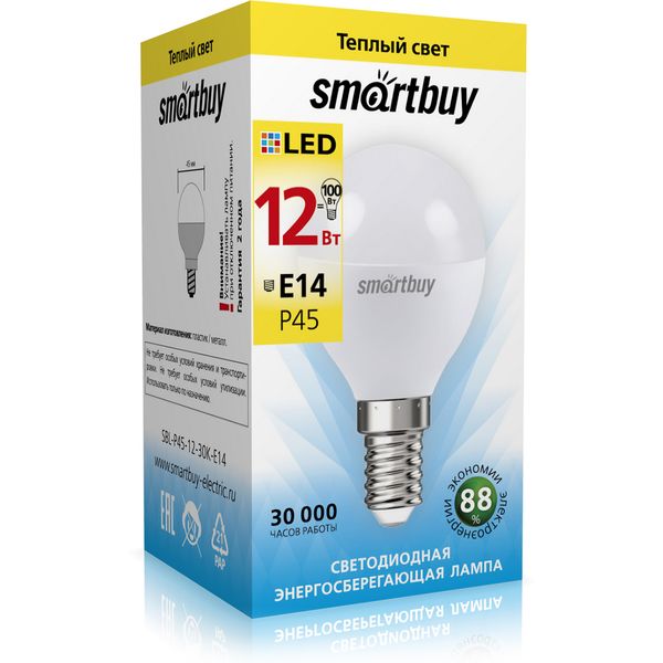   (LED) Smartbuy P45 12W 3000K E14